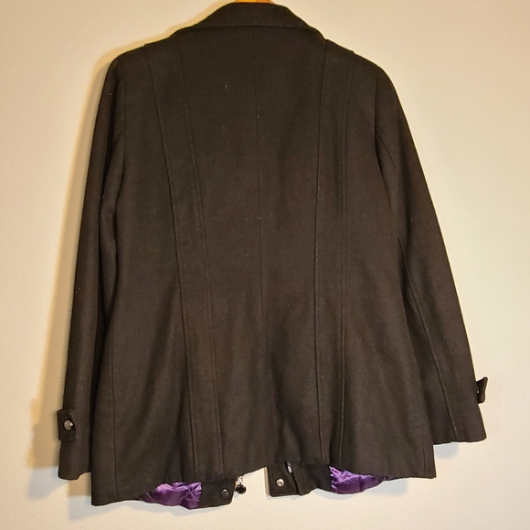 Calvin Klein Funnel Neck Black Wool Coat - 8 - Picture 8 of 10